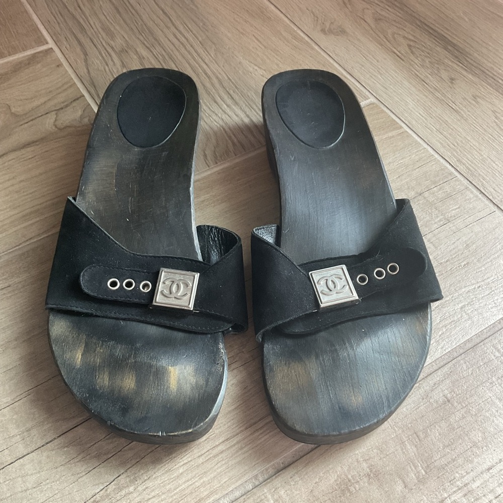 CHANEL authentic old school Dr. Scholl style slides flip flops size 41 EU 10 US